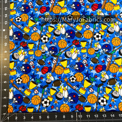 Blue Sports FLANNEL 0989 - 77 Soccer Basketball - Mary Jo Fabrics