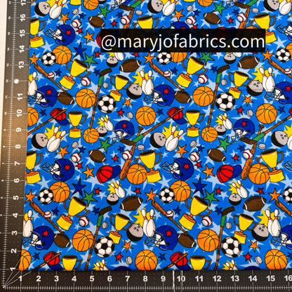 Blue Sports FLANNEL 0989 - 77 Soccer Basketball - Mary Jo Fabrics