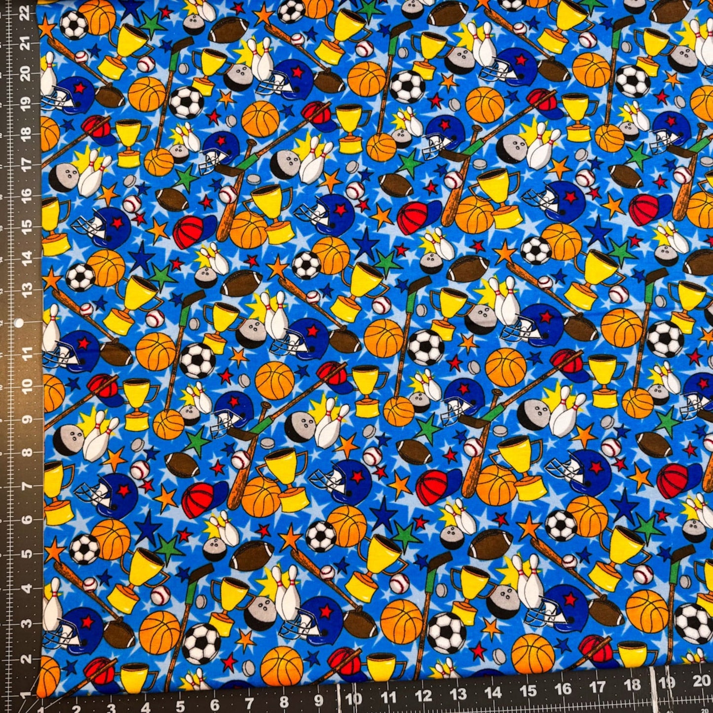 Blue Sports FLANNEL 0989 - 77 Soccer Basketball - Mary Jo Fabrics