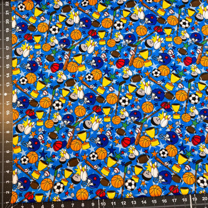 Blue Sports FLANNEL 0989 - 77 Soccer Basketball - Mary Jo Fabrics