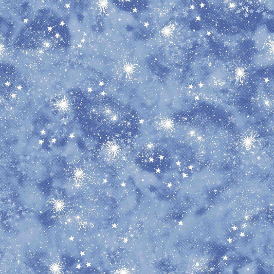 Blue Stars Cotton FLANNEL 44 - 8011 Space Flannel - Mary Jo Fabrics