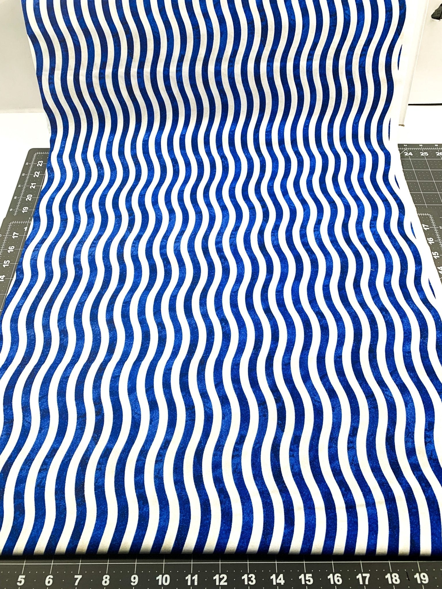 Blue Wavy Valor Stripe Fabric 12812 Patriotic Cotton - Mary Jo Fabrics