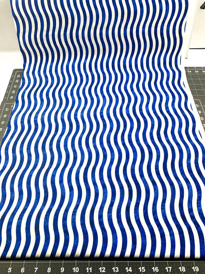 Blue Wavy Valor Stripe Fabric 12812 Patriotic Cotton - Mary Jo Fabrics