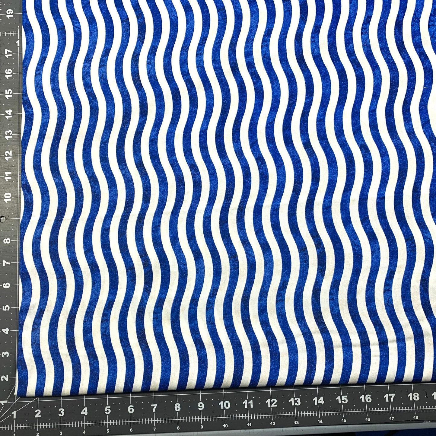 Blue Wavy Valor Stripe Fabric 12812 Patriotic Cotton - Mary Jo Fabrics