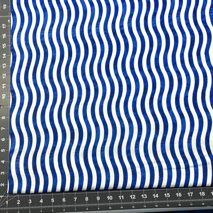 Blue Wavy Valor Stripe Fabric 12812 Patriotic Cotton - Mary Jo Fabrics