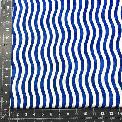 Blue Wavy Valor Stripe Fabric 12812 Patriotic Cotton - Mary Jo Fabrics