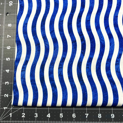 Blue Wavy Valor Stripe Fabric 12812 Patriotic Cotton - Mary Jo Fabrics