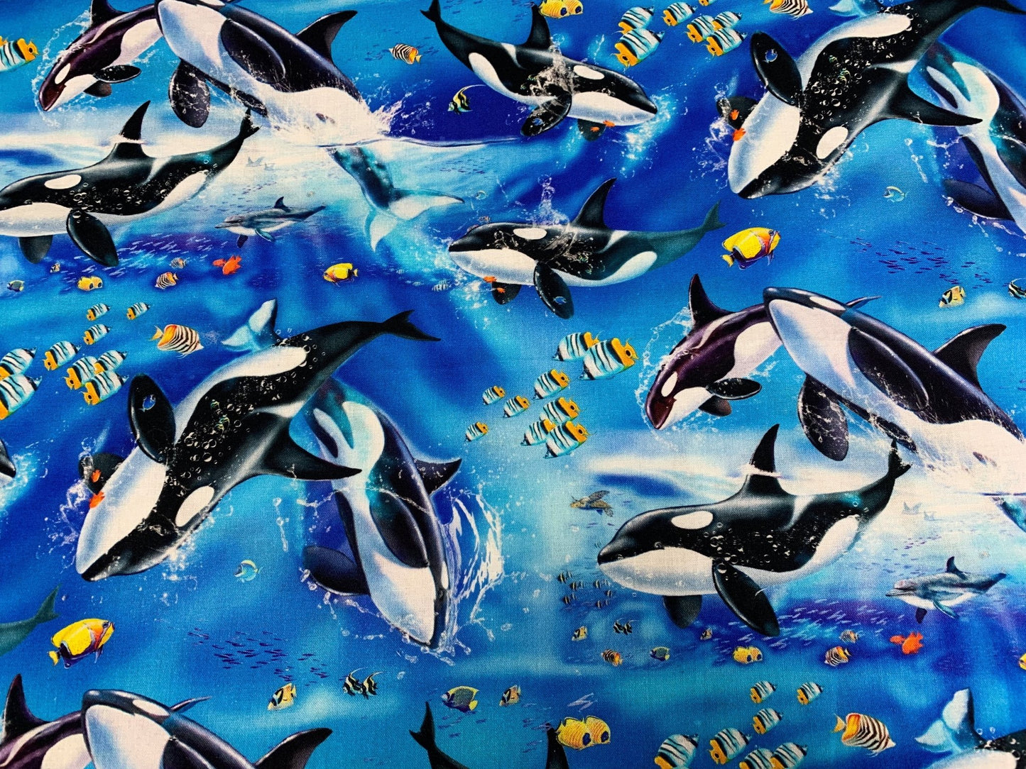 Blue Whale fabric 5754 whales cotton fabric - Mary Jo Fabrics