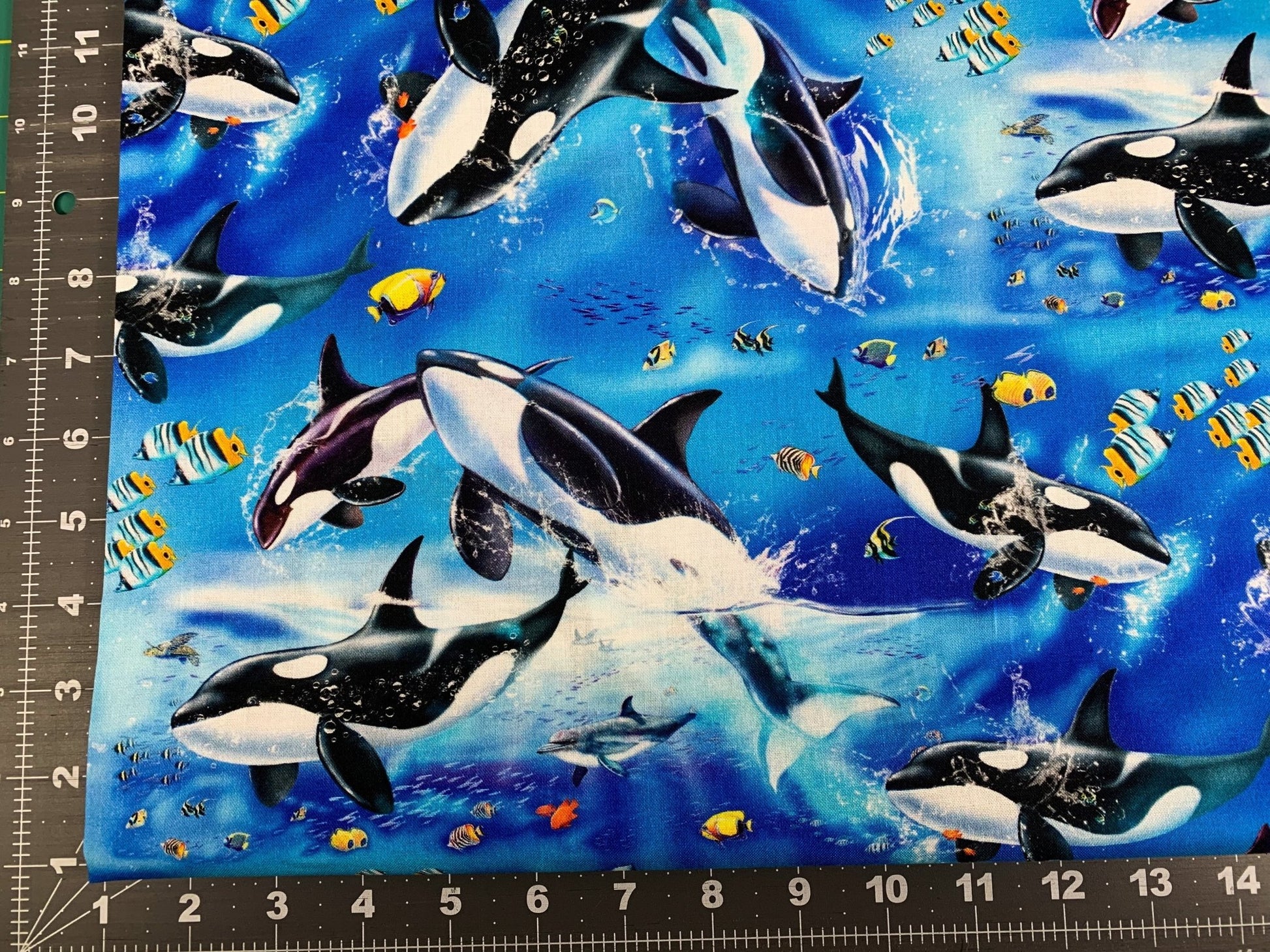 Blue Whale fabric 5754 whales cotton fabric - Mary Jo Fabrics