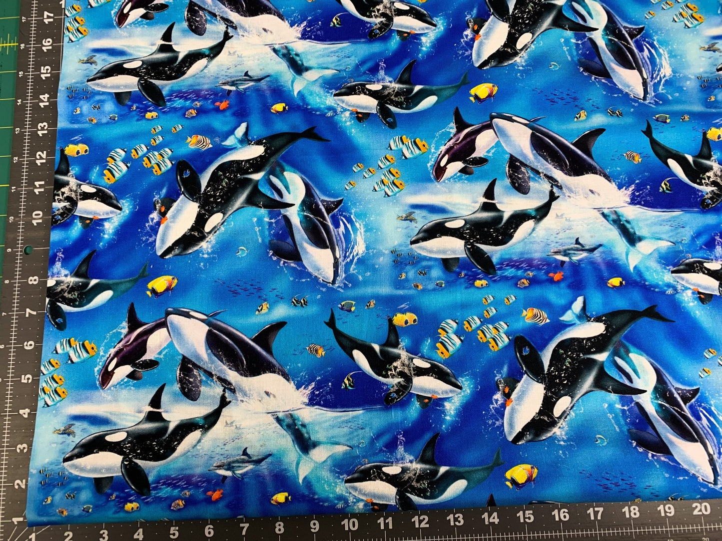 Blue Whale fabric 5754 whales cotton fabric - Mary Jo Fabrics