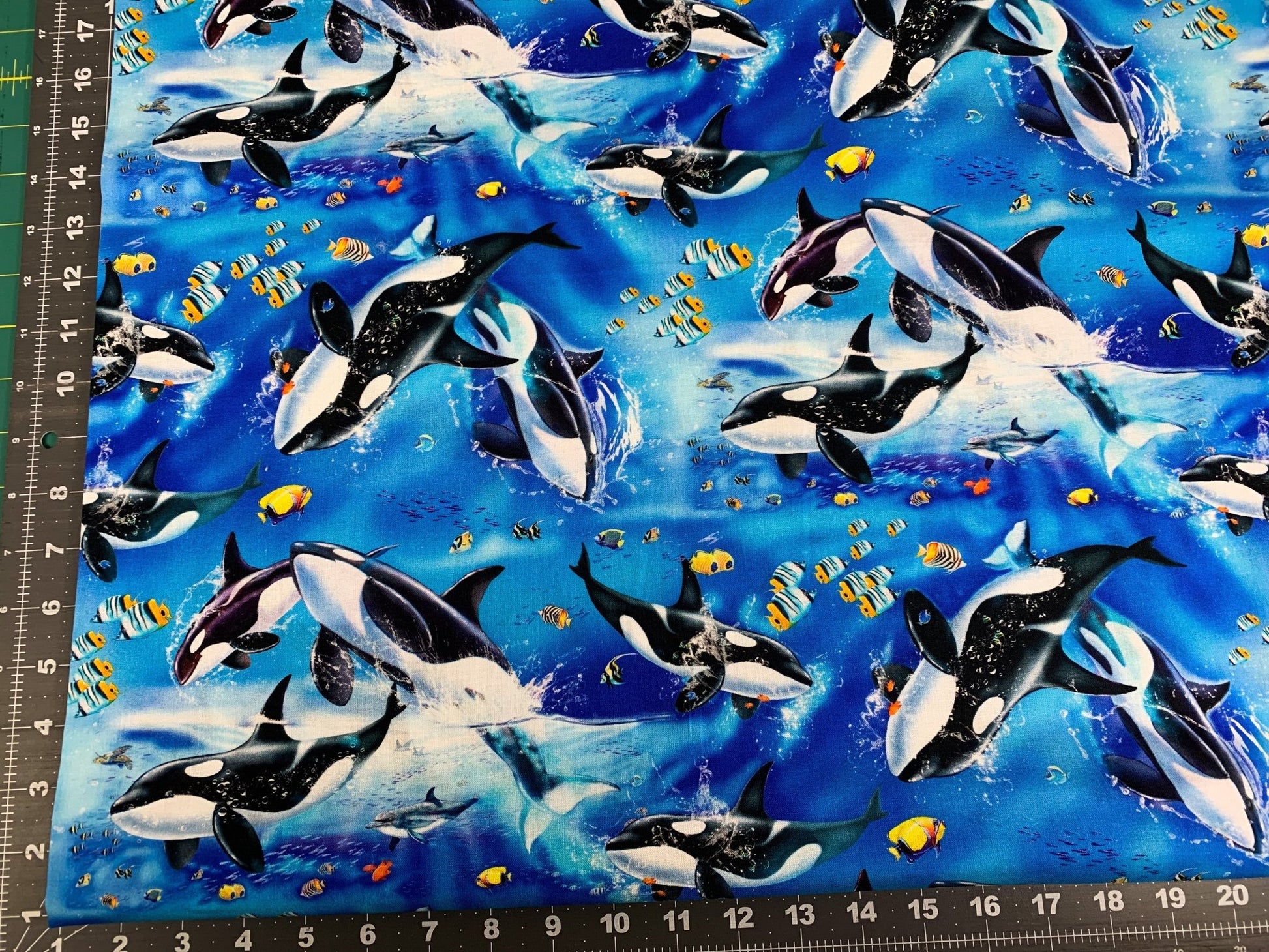 Blue Whale fabric 5754 whales cotton fabric - Mary Jo Fabrics