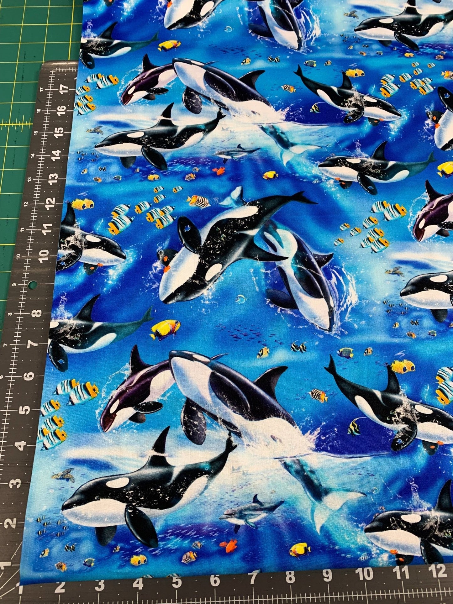 Blue Whale fabric 5754 whales cotton fabric - Mary Jo Fabrics