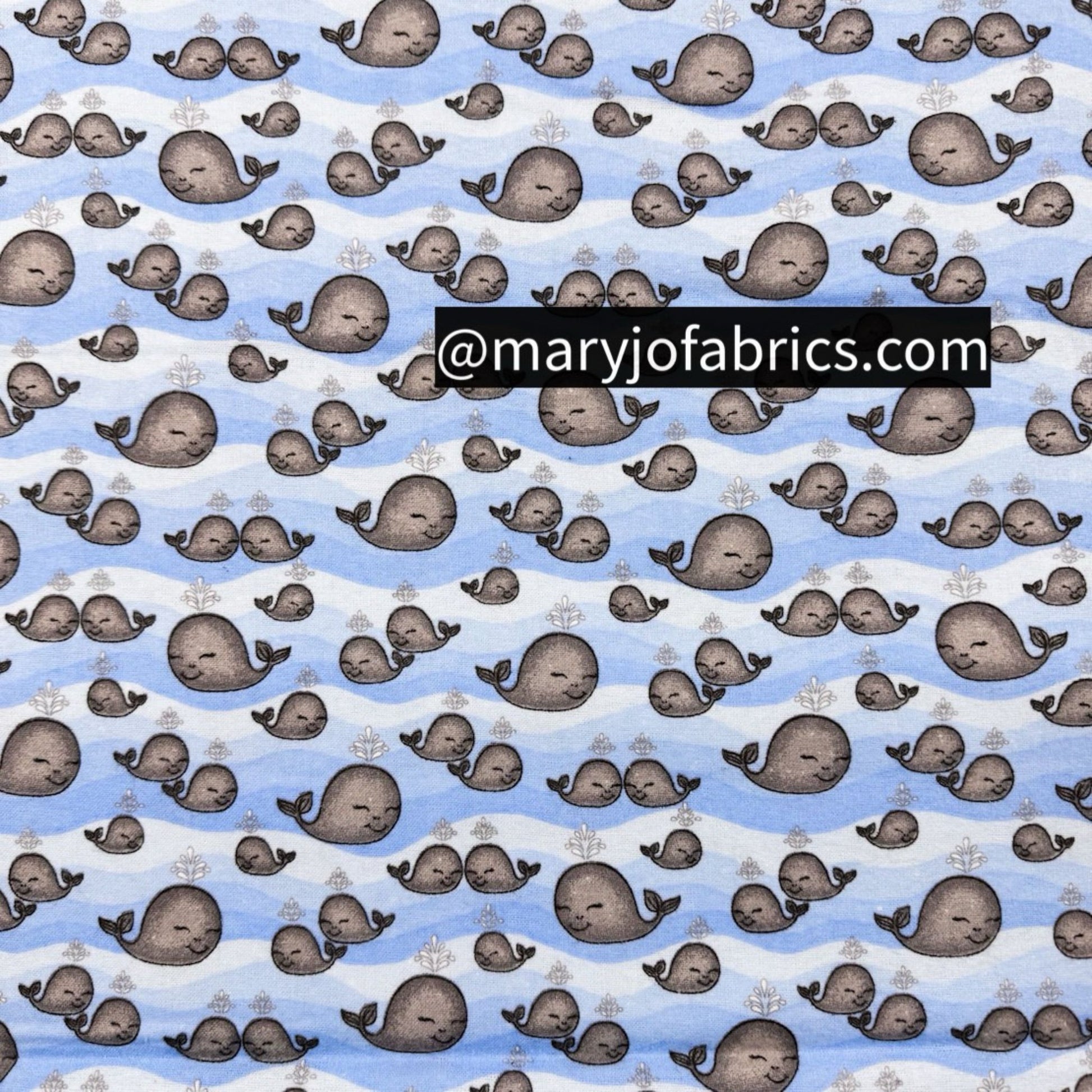 Blue Whale FLANNEL 1048 - 11 Grey Baby Whales - Mary Jo Fabrics