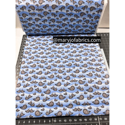 Blue Whale FLANNEL 1048 - 11 Grey Baby Whales - Mary Jo Fabrics