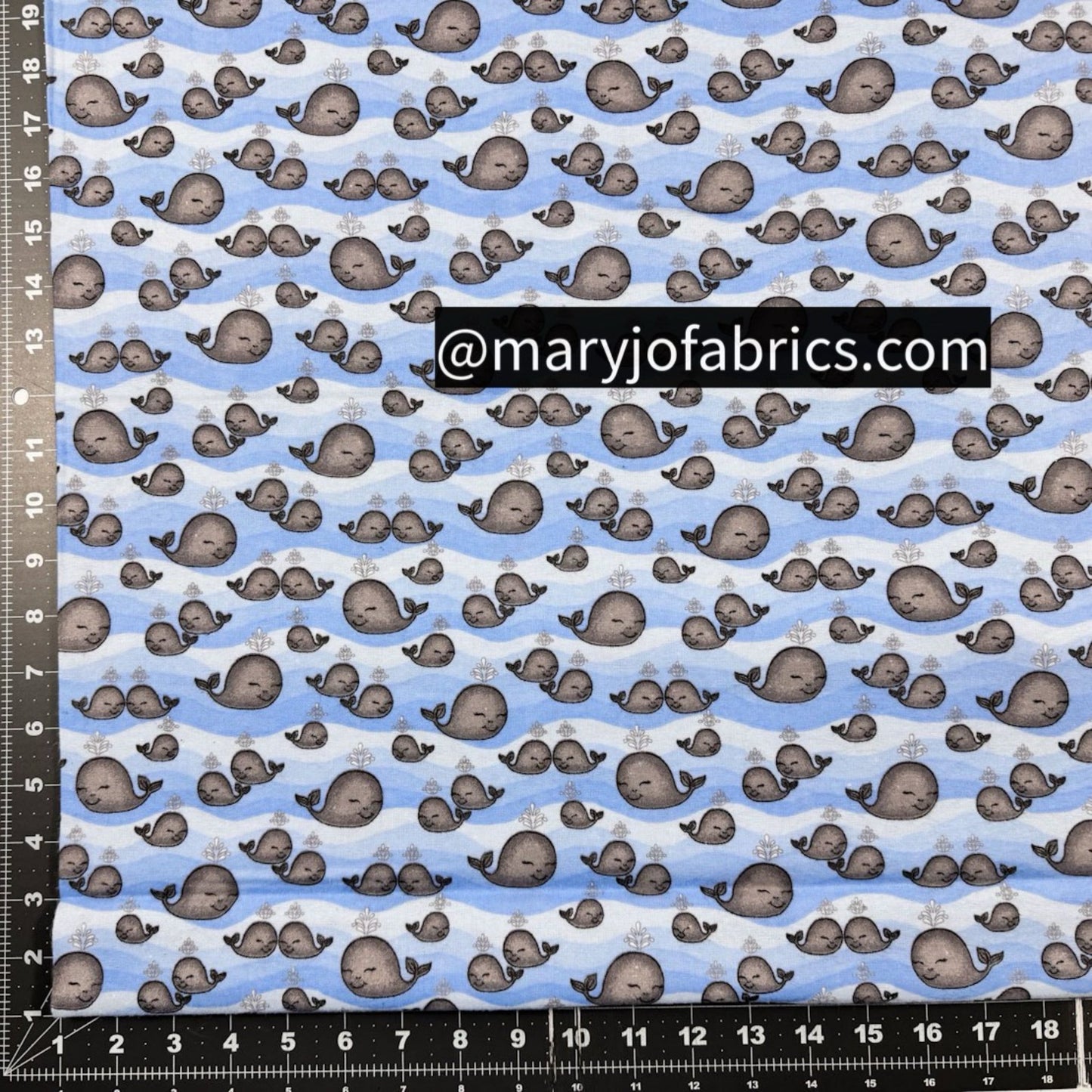 Blue Whale FLANNEL 1048 - 11 Grey Baby Whales - Mary Jo Fabrics