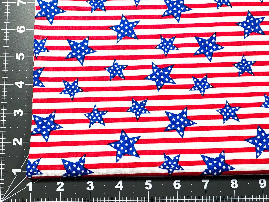 American Blue Stars Red Stripes Patriotic cotton Red White and Blue