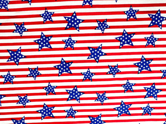 American Blue Stars Red Stripes Patriotic cotton Red White and Blue