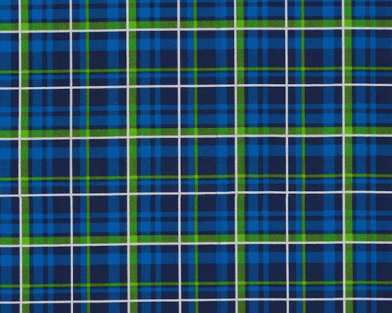 Blue Plaid Cotton Fabric 10071792 with Lime Green Nursery Cotton