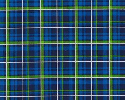 Blue Plaid Cotton Fabric 10071792 with Lime Green Nursery Cotton