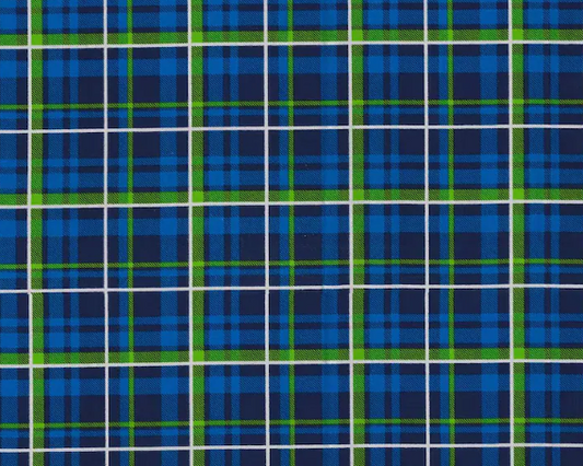 Blue Plaid Cotton Fabric 10071792 with Lime Green Nursery Cotton