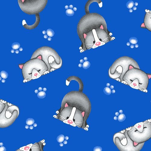 Bluey Lying Cats FLANNEL N1054 - 77 Kitten Flannel - Mary Jo Fabrics