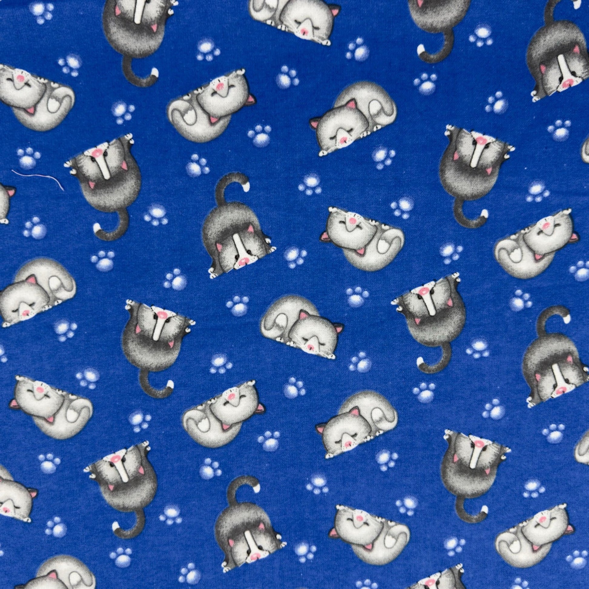 Bluey Lying Cats FLANNEL N1054 - 77 Kitten Flannel - Mary Jo Fabrics