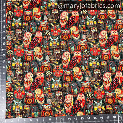 Bollywood Owl Fabric 6963 Colorful Owls - Mary Jo Fabrics