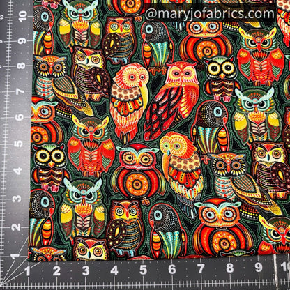 Bollywood Owl Fabric 6963 Colorful Owls - Mary Jo Fabrics