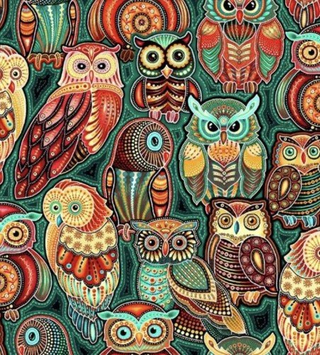 Bollywood Owl Fabric 6963 Colorful Owls - Mary Jo Fabrics
