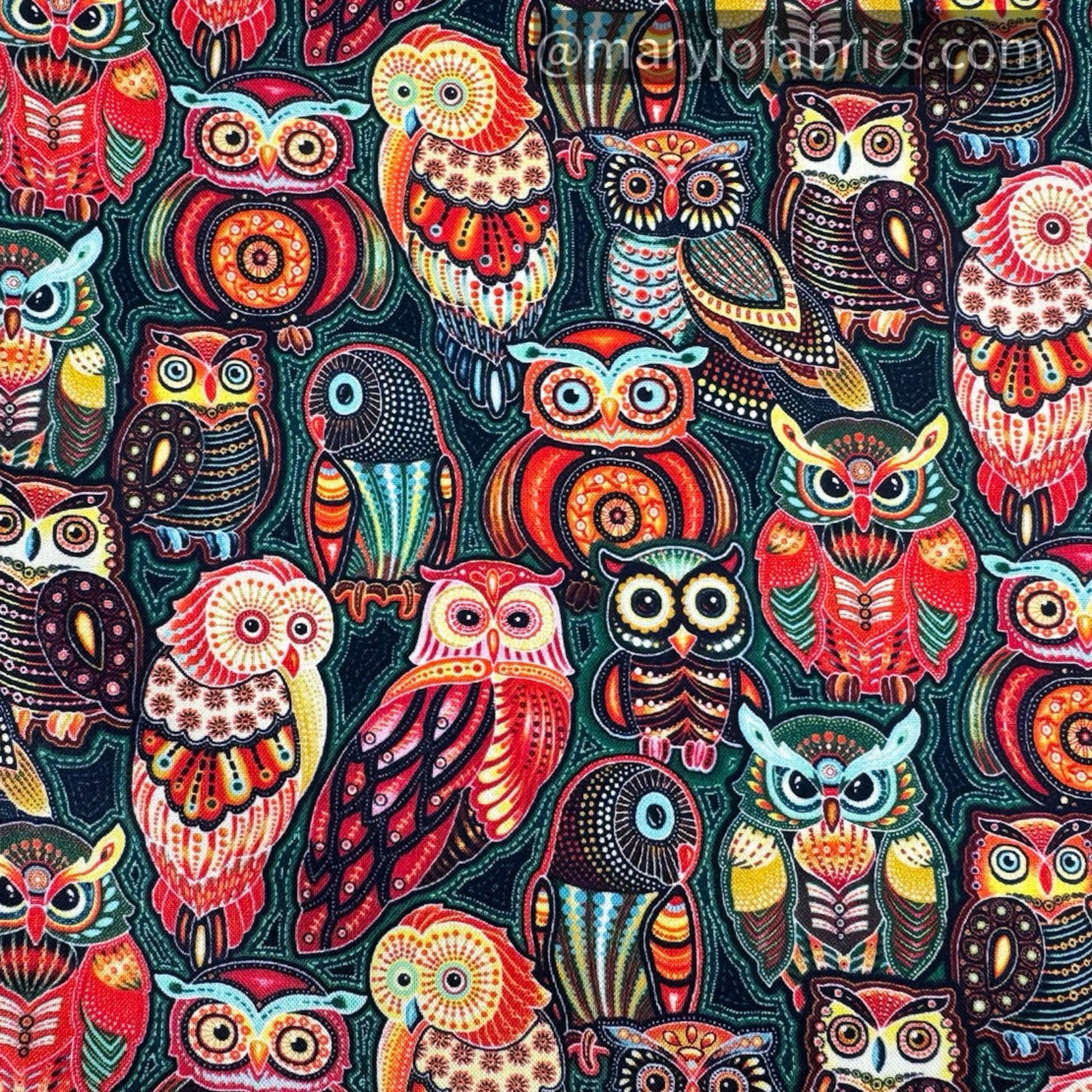 Bollywood Owl Fabric 6963 Colorful Owls - Mary Jo Fabrics