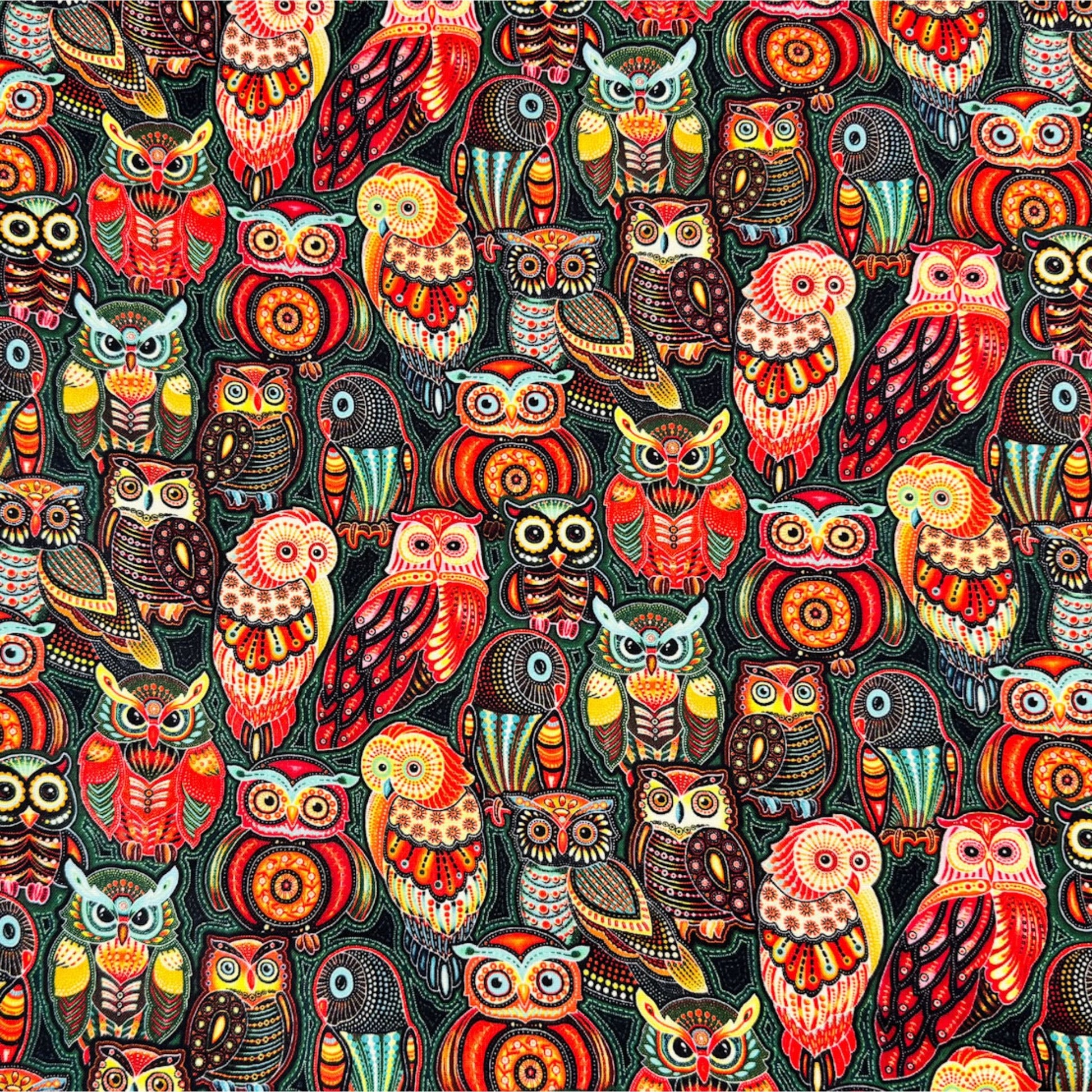 Bollywood Owl Fabric 6963 Colorful Owls - Mary Jo Fabrics