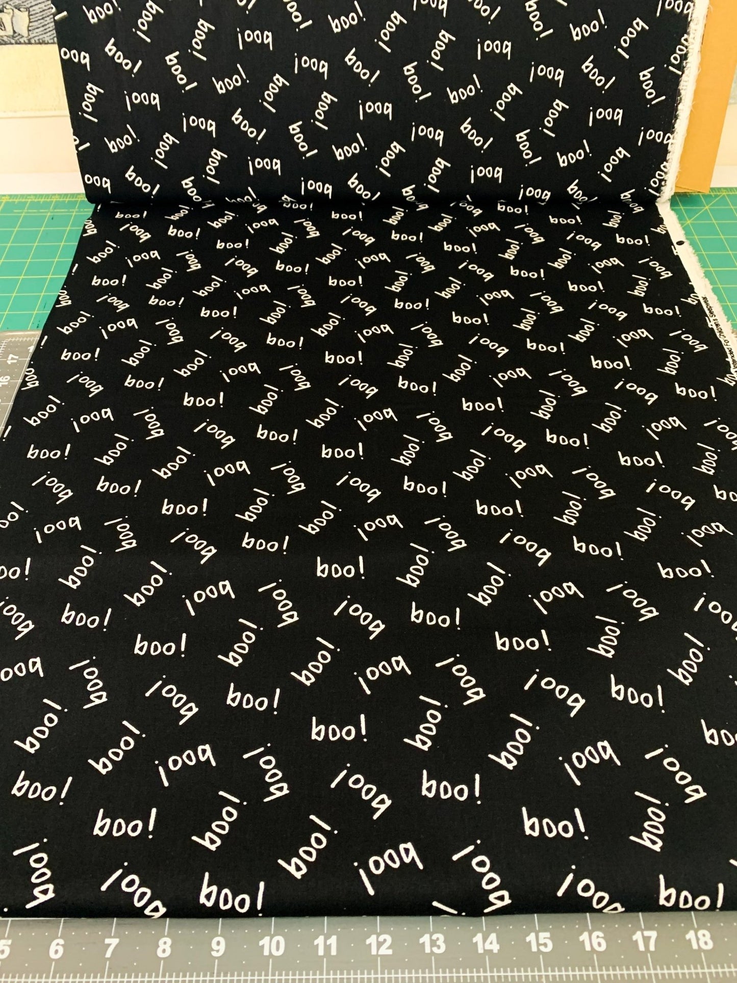 Boo Halloween fabric DX - 3069 Black White Boo cotton fabric - Mary Jo Fabrics