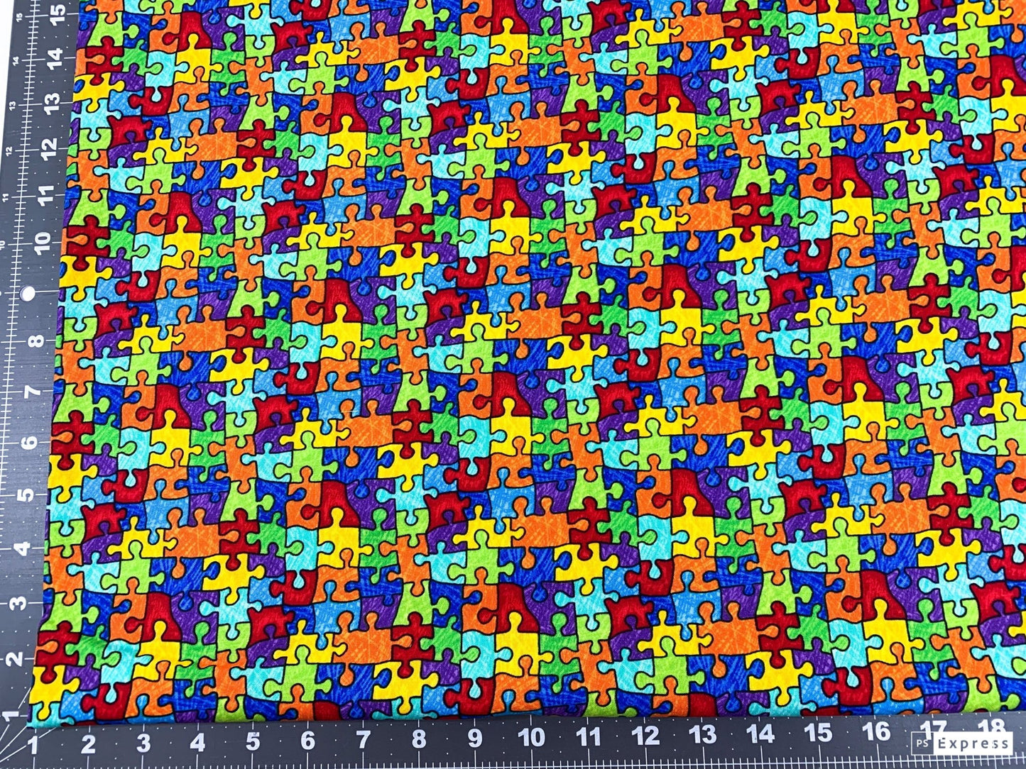 Bright Jigsaw Puzzle fabric C6344 Puzzle Pieces - Mary Jo Fabrics