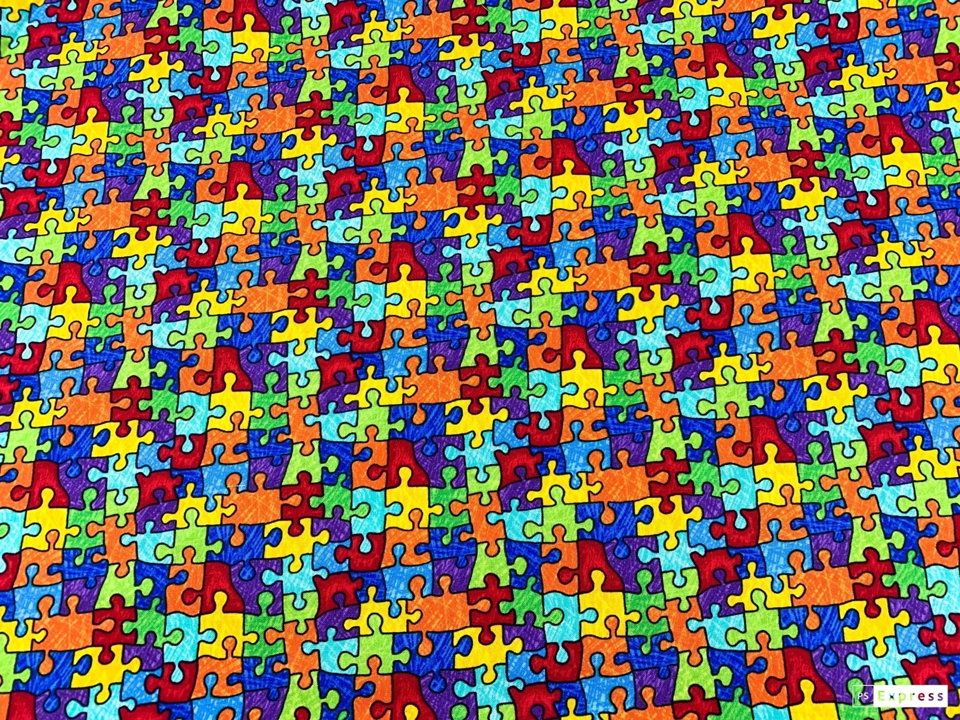 Bright Jigsaw Puzzle fabric C6344 Puzzle Pieces - Mary Jo Fabrics