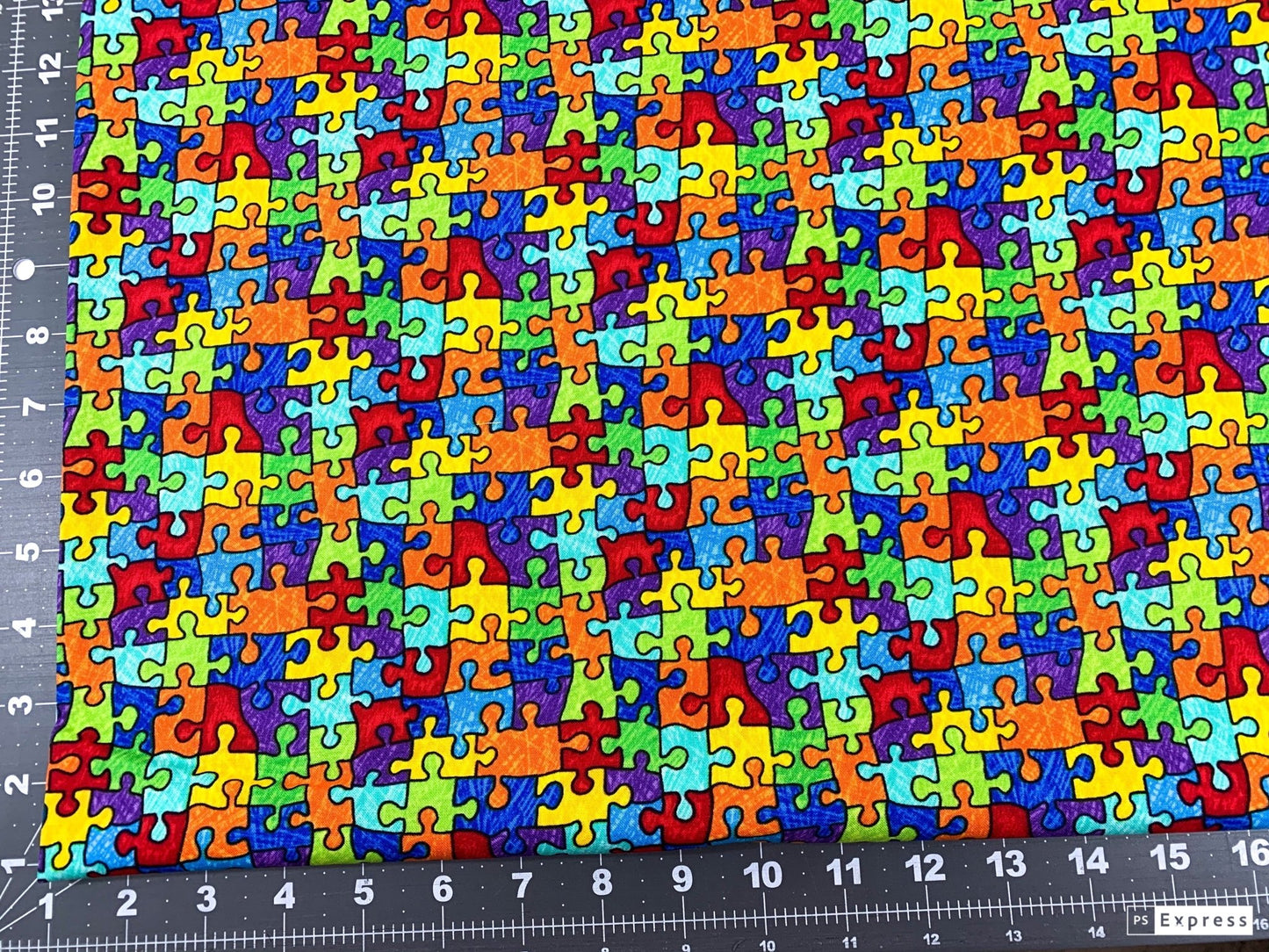 Bright Jigsaw Puzzle fabric C6344 Puzzle Pieces - Mary Jo Fabrics