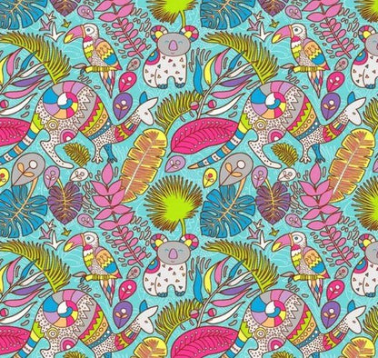 Bright Kangaroo Fabric 17000 - 84 Rooville Turquoise - Mary Jo Fabrics