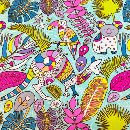 Bright Kangaroo Fabric 17000 - 84 Rooville Turquoise - Mary Jo Fabrics