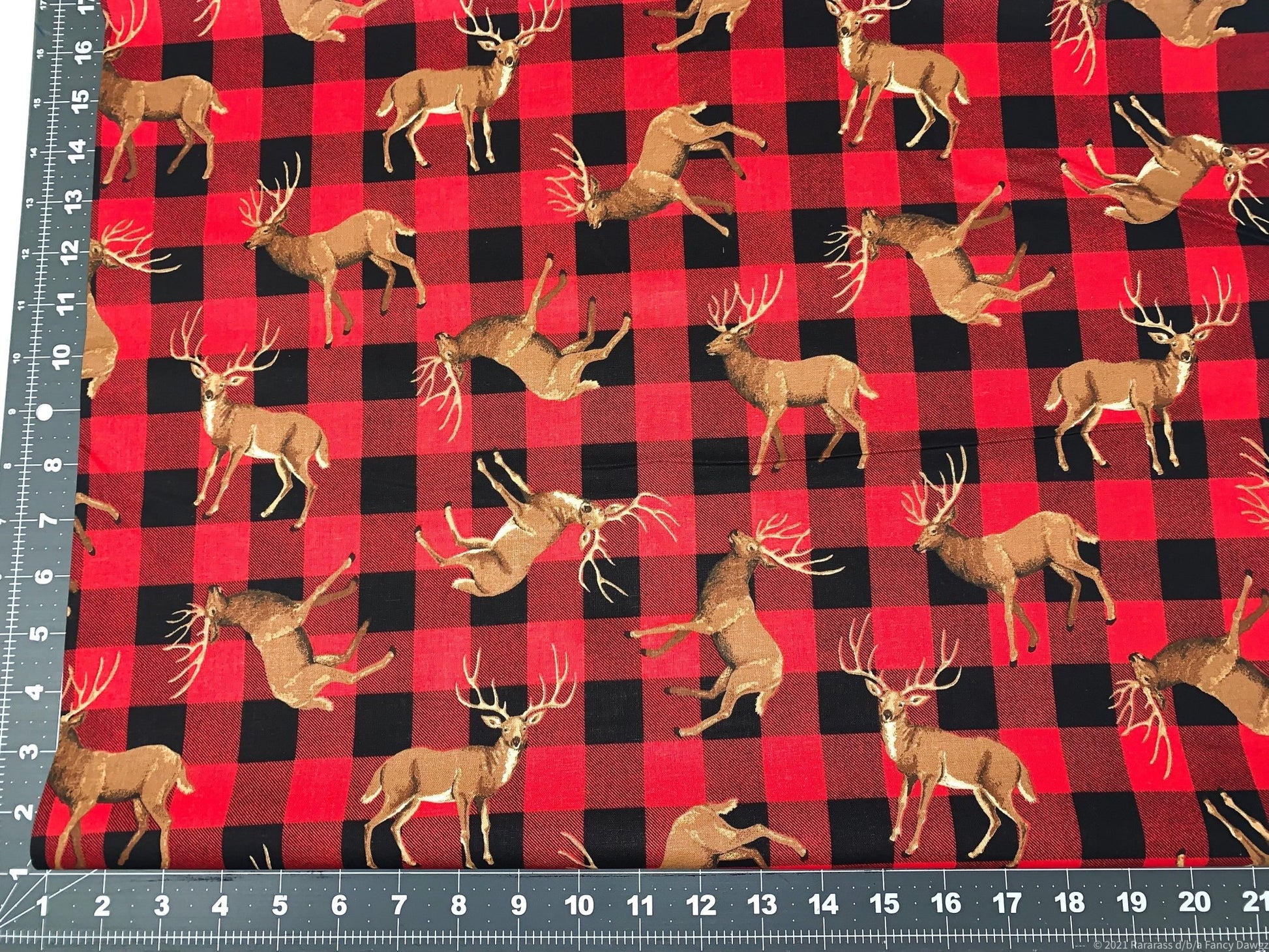 Buffalo Plaid deer fabric 16726 deer cotton fabric - Mary Jo Fabrics