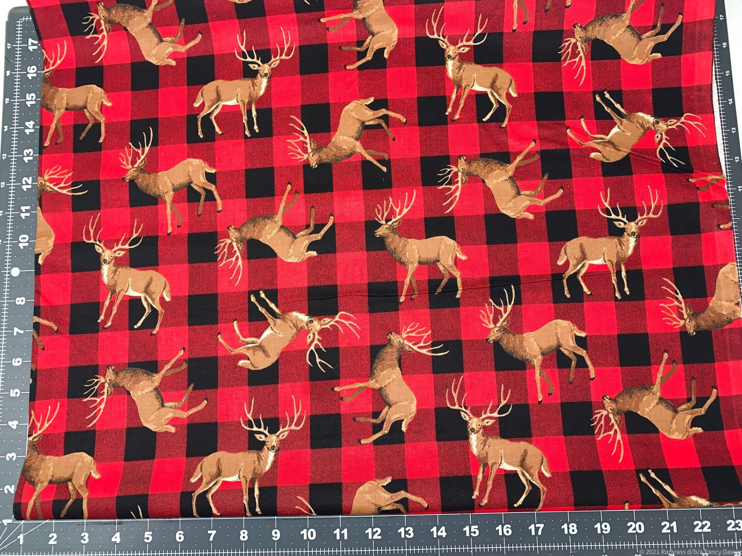 Buffalo Plaid deer fabric 16726 deer cotton fabric - Mary Jo Fabrics