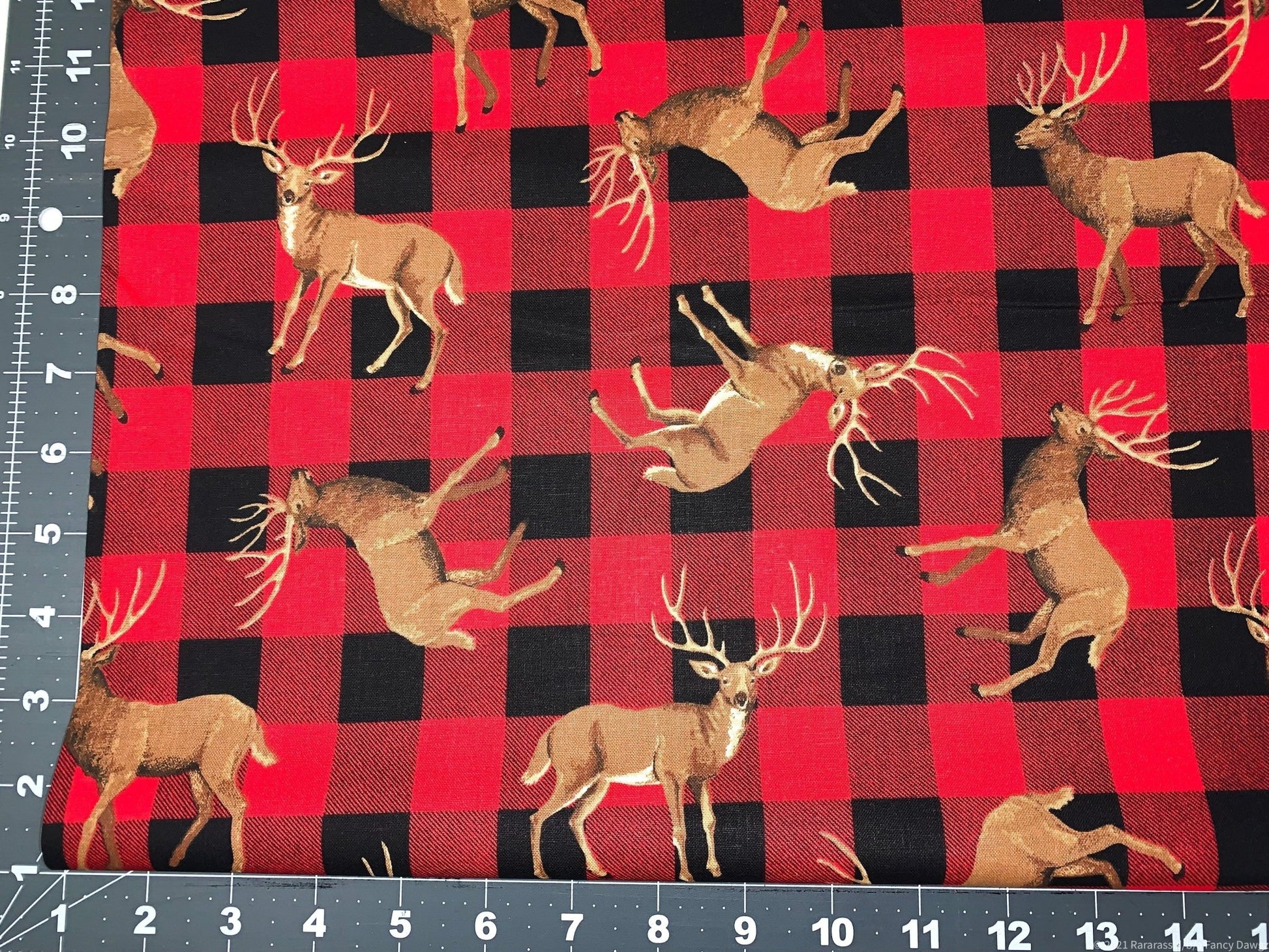 Buffalo Plaid deer fabric 16726 deer cotton fabric - Mary Jo Fabrics