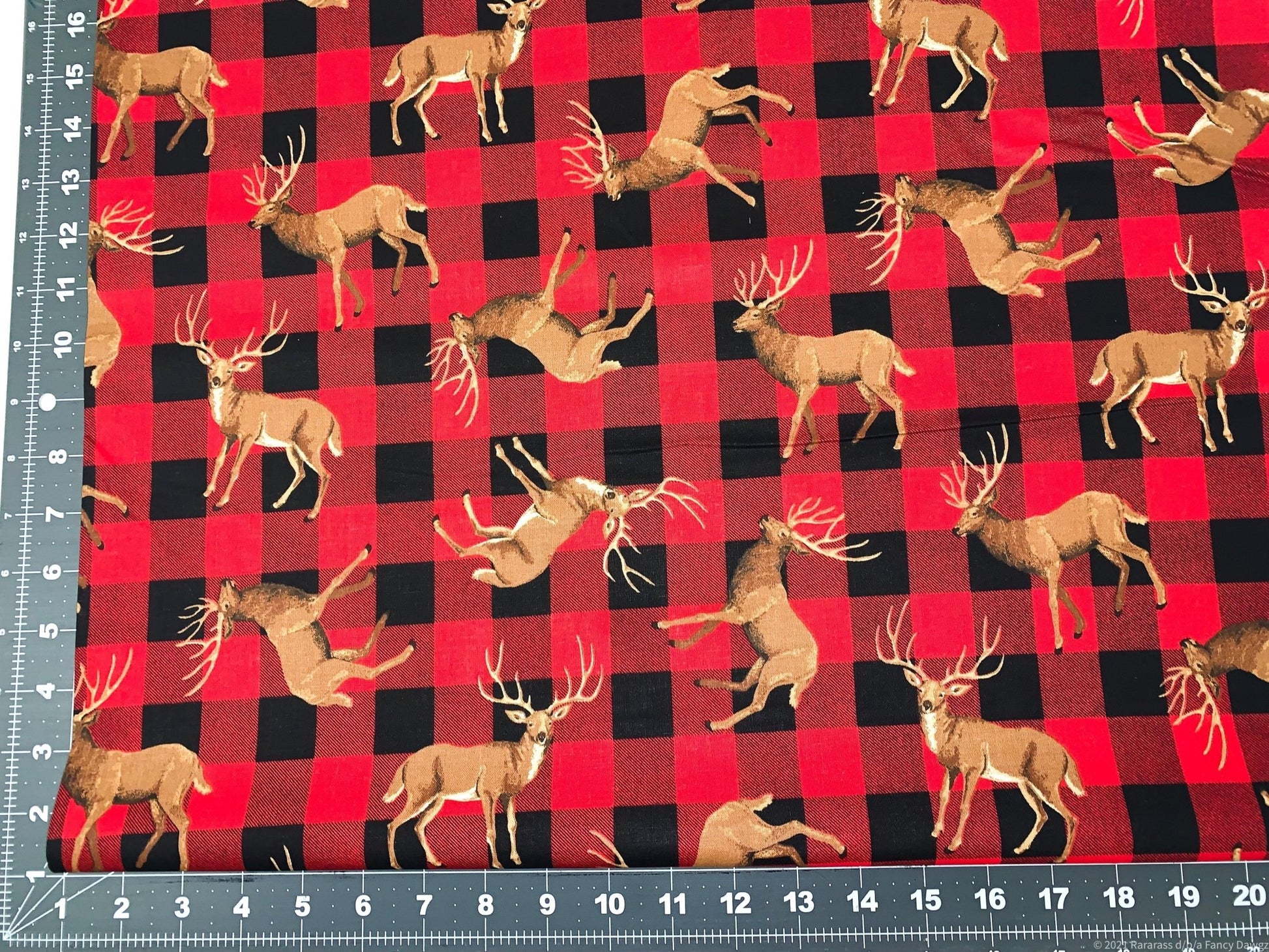 Buffalo Plaid deer fabric 16726 deer cotton fabric - Mary Jo Fabrics