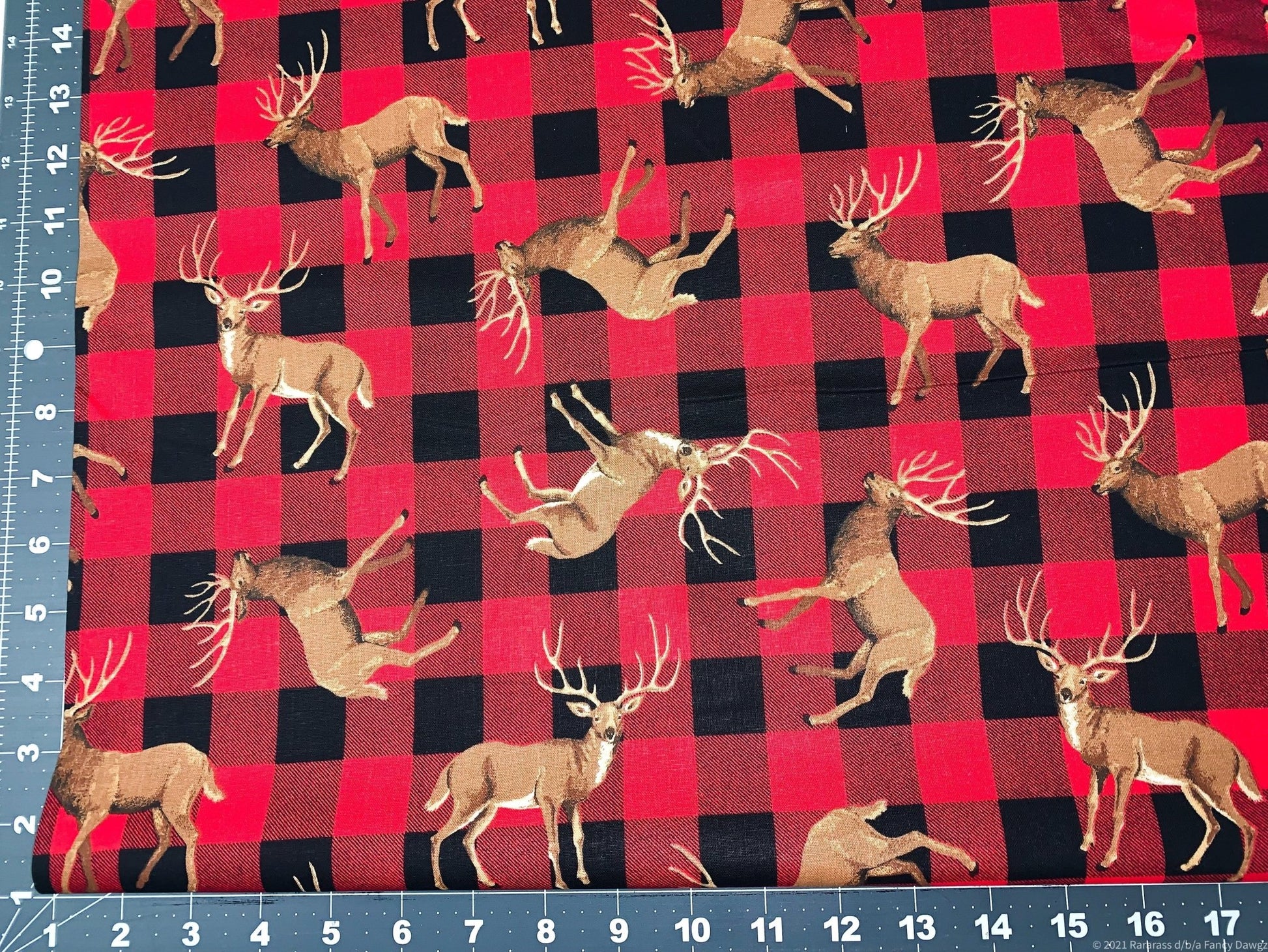 Buffalo Plaid deer fabric 16726 deer cotton fabric - Mary Jo Fabrics