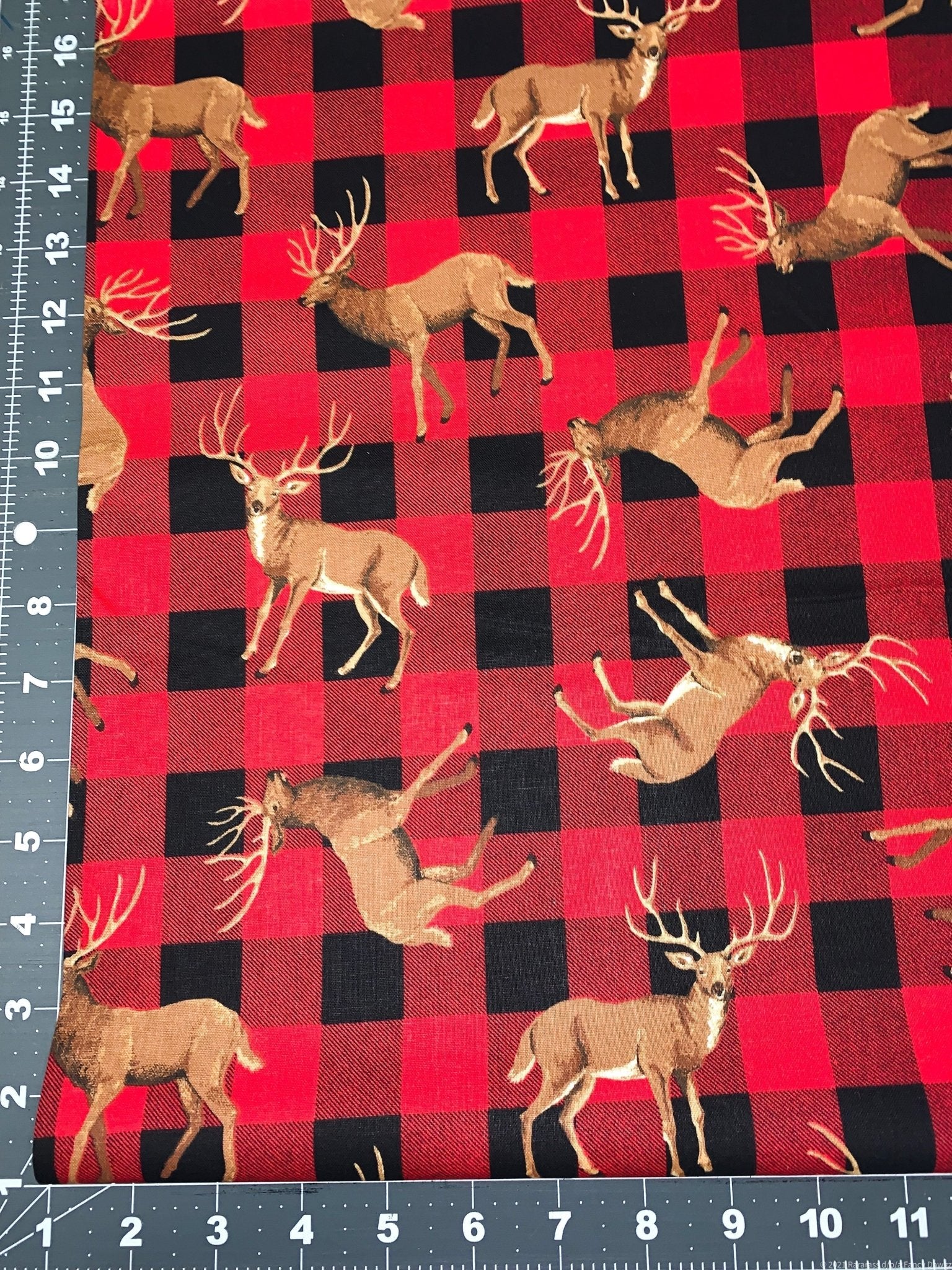 Buffalo Plaid deer fabric 16726 deer cotton fabric - Mary Jo Fabrics