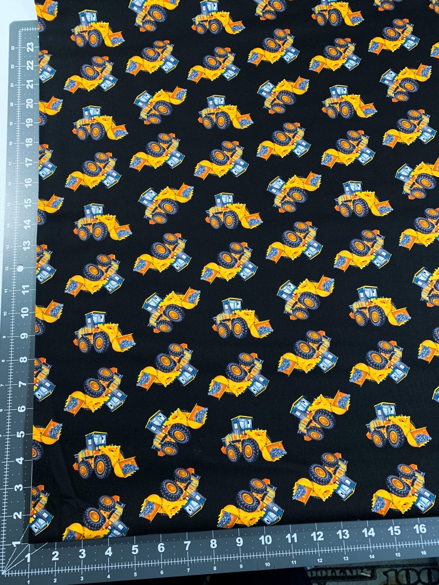 Bulldozer fabric 38899 construction zone - Mary Jo Fabrics