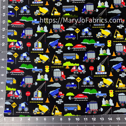 Bulldozer fabric Construction Zone Fabric - Mary Jo Fabrics