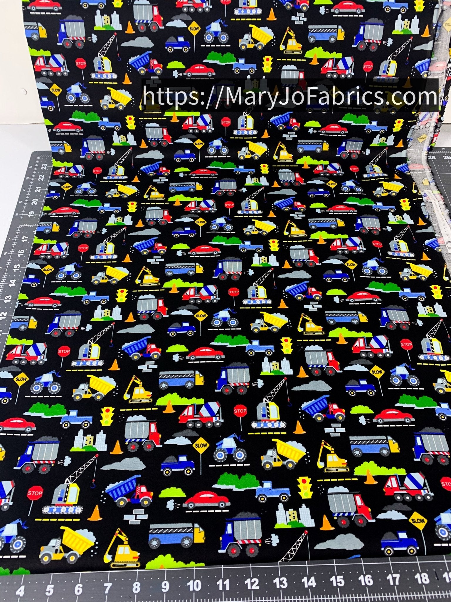 Bulldozer fabric Construction Zone Fabric - Mary Jo Fabrics
