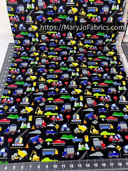 Bulldozer fabric Construction Zone Fabric - Mary Jo Fabrics