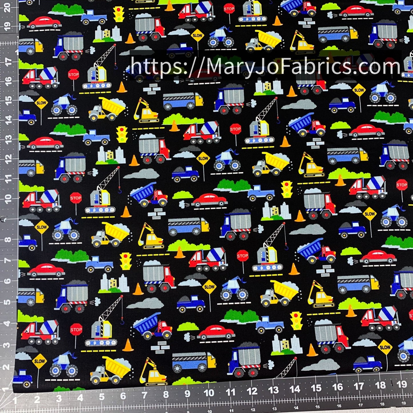 Bulldozer fabric Construction Zone Fabric - Mary Jo Fabrics