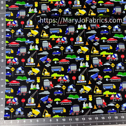 Bulldozer fabric Construction Zone Fabric - Mary Jo Fabrics