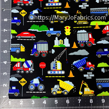 Bulldozer fabric Construction Zone Fabric - Mary Jo Fabrics